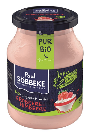 Jogurt kremowy truskawka - malina (3,8% tłuszczu w mleku) bio 500 g (słoik)
